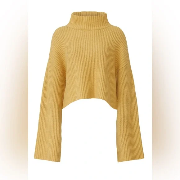 SWEET BABY JAMIE YELLOW OVERSIZED CROPPED TURTLENECK SWEATER SIZE M - Picture 2 of 4